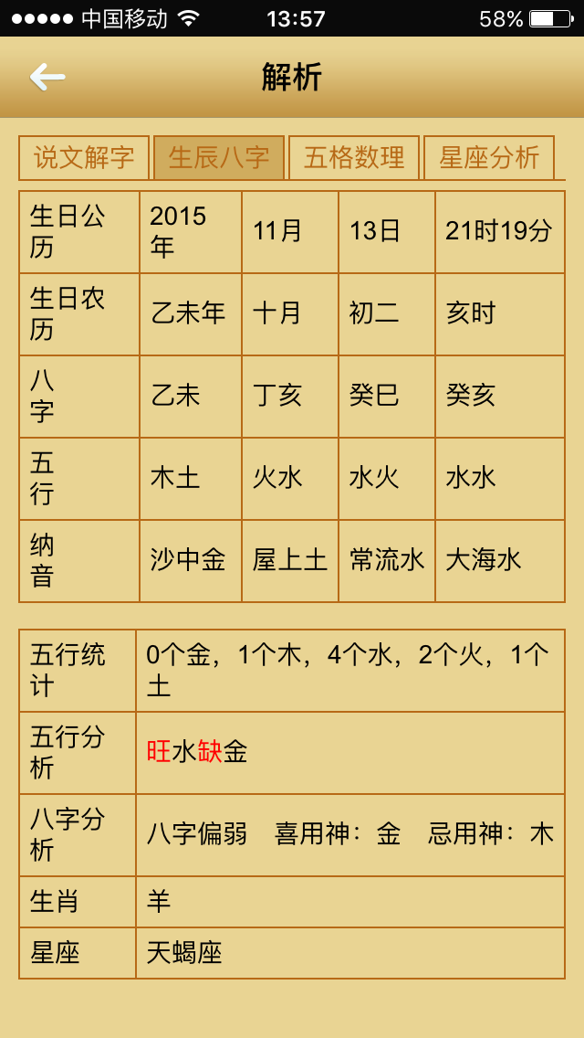 免费查五行缺什么