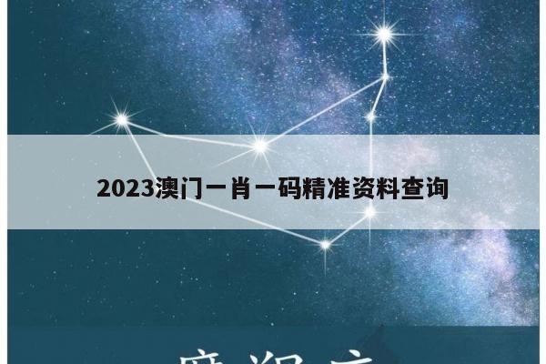 2023澳门一肖一码精准资料查询